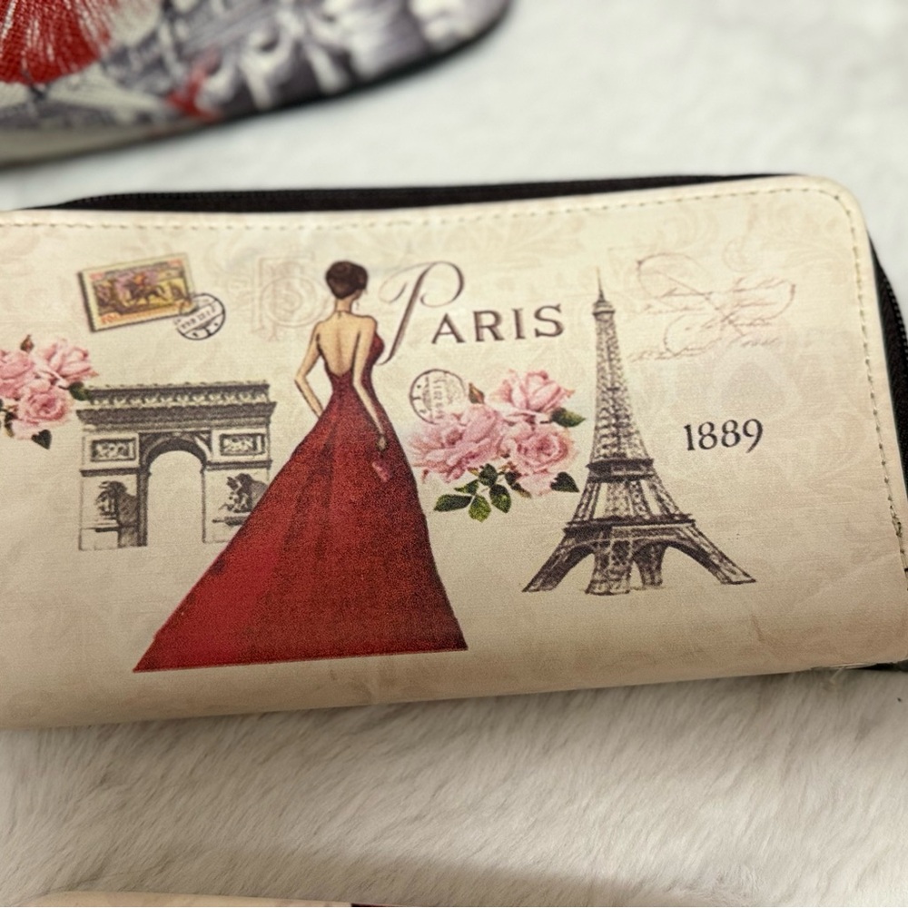 Paris Themed Shoulder Bag Set - Black and Cream - Picture 6 of 13